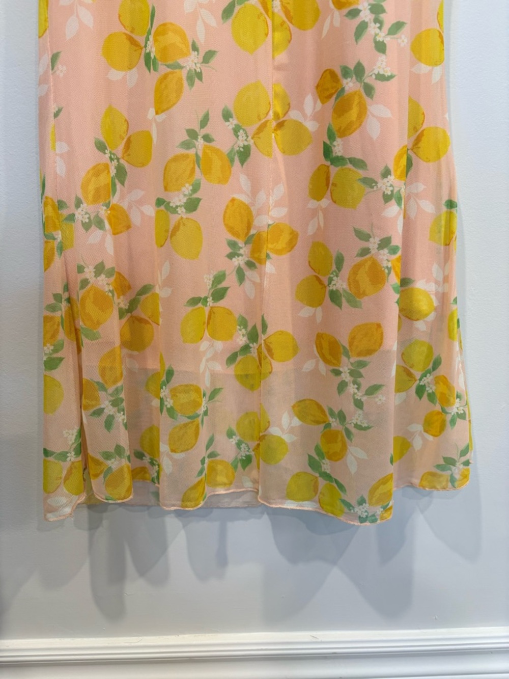 See You Monday Lemon Print Mesh Maxi Dress | Peach Citrus Slip Dress 🍋 - Picture 6 of 7
